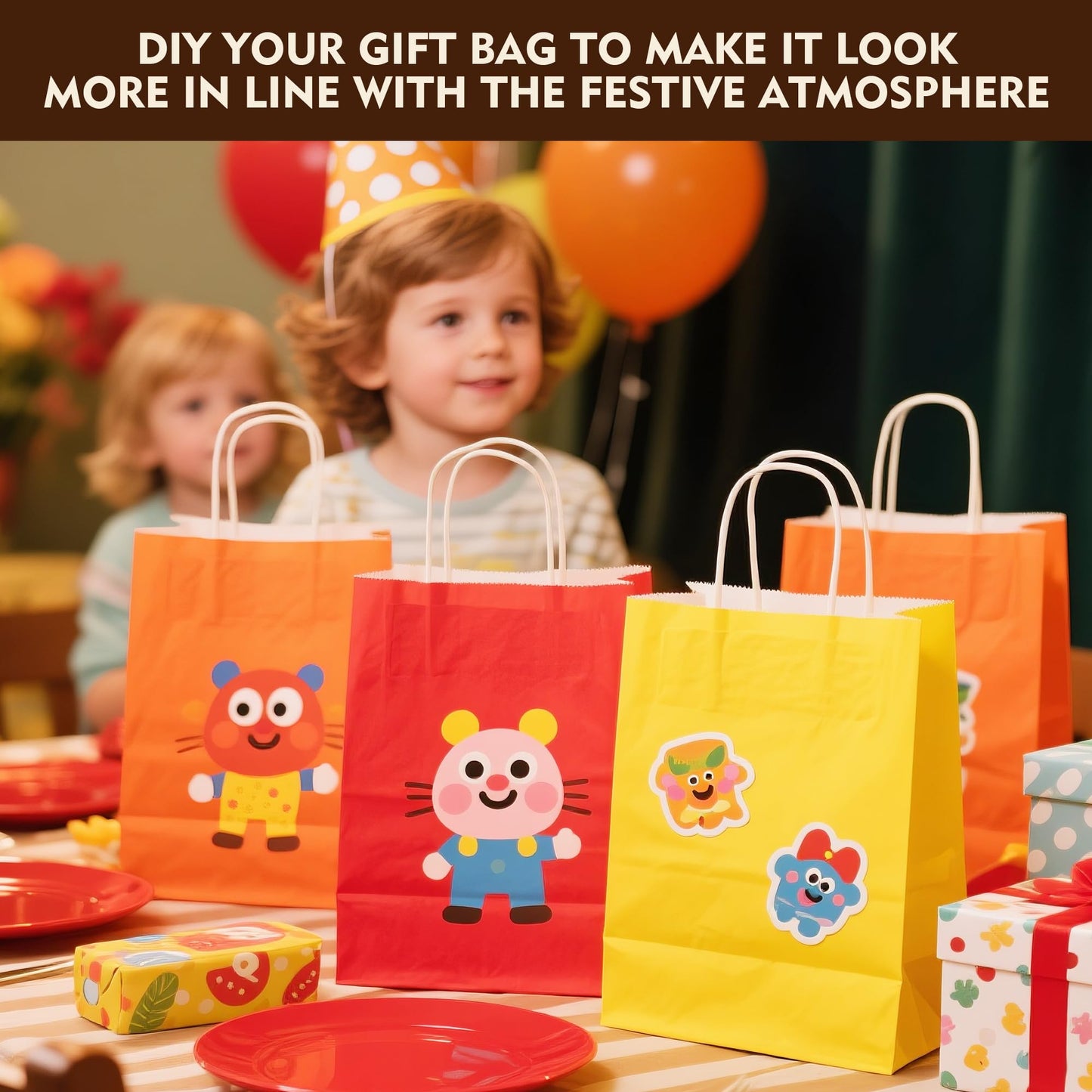 YEEHAW 24 Pack Small Gift Bags 5.8"×3.2"×8.25" Kraft Paper Bags with Handles, Party Favor Bags Bulk for Kids Birthday, Baby Shower, Crafts, Wedding, Party (6 Colors)