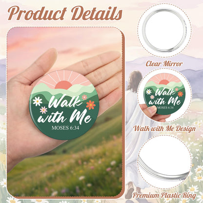 Xuhal 24 Pcs LDS Youth Theme 2026 Walk with Me Gifts Bulk LDS Mini Mirror 2026 Religious Christian Faith Baptism Gifts for Men Women Teens