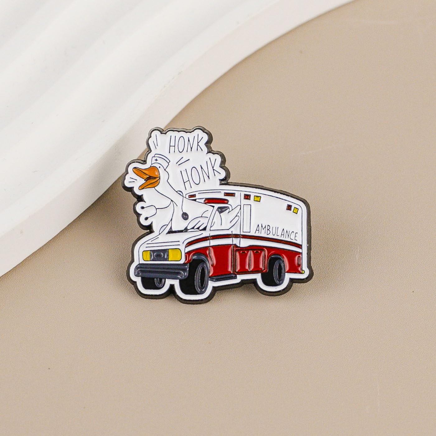Honk Honk Silly Goose Driving Ambulance Enamel Pin, Cute EMS Goose Pin Brooch, Funny Gift For EMT Paramedic Healthcare Worker, Medical Emergency Brooch Badges, EMS Medical Humor Lapel Badge, Cartoon Animal Jewelry Accessories