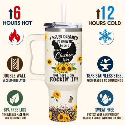 Chicken 40Oz Tumbler With Handle - Mothers Day & Birthday Gift Idea For Chicken Lovers