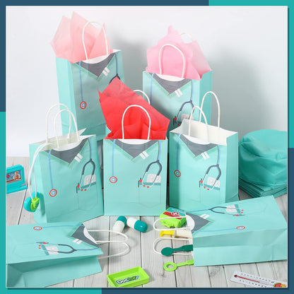 Censen 30 Pcs Nurse Gifts Bag Medical Assistant Gifts Bags Thank You Doctor Paper Goodie Bags with Handles for Healthcare Workers Back to School Party Nurse Appreciation Workers' Day Supplie (Fresh)