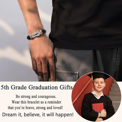 To My Son/Grandson/Nephew Bracelet, Gifts for Teens Boys Men Inspirational Bracelet for Birthday Confirmation Graduation Back to School Christmas Gifts