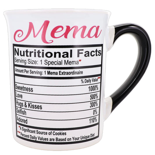 Cottage Creek Mema Mug, 16 oz Black and White Gift Boxed Ceramic Grandma Coffee Cup, Cute Tea Mug and Coffee Mugs for Grandma and Nana, Fun Baby Shower Gifts for Grandparents