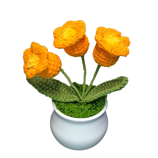 Joekaran Crochet Flowers Cute Little Flower, Farmhouse Fall Decor, Autumn Gifts for Women and Home, Thanksgiving, Halloween, Christmas, Office Desk Decoration (Orange Lily of the Valley)