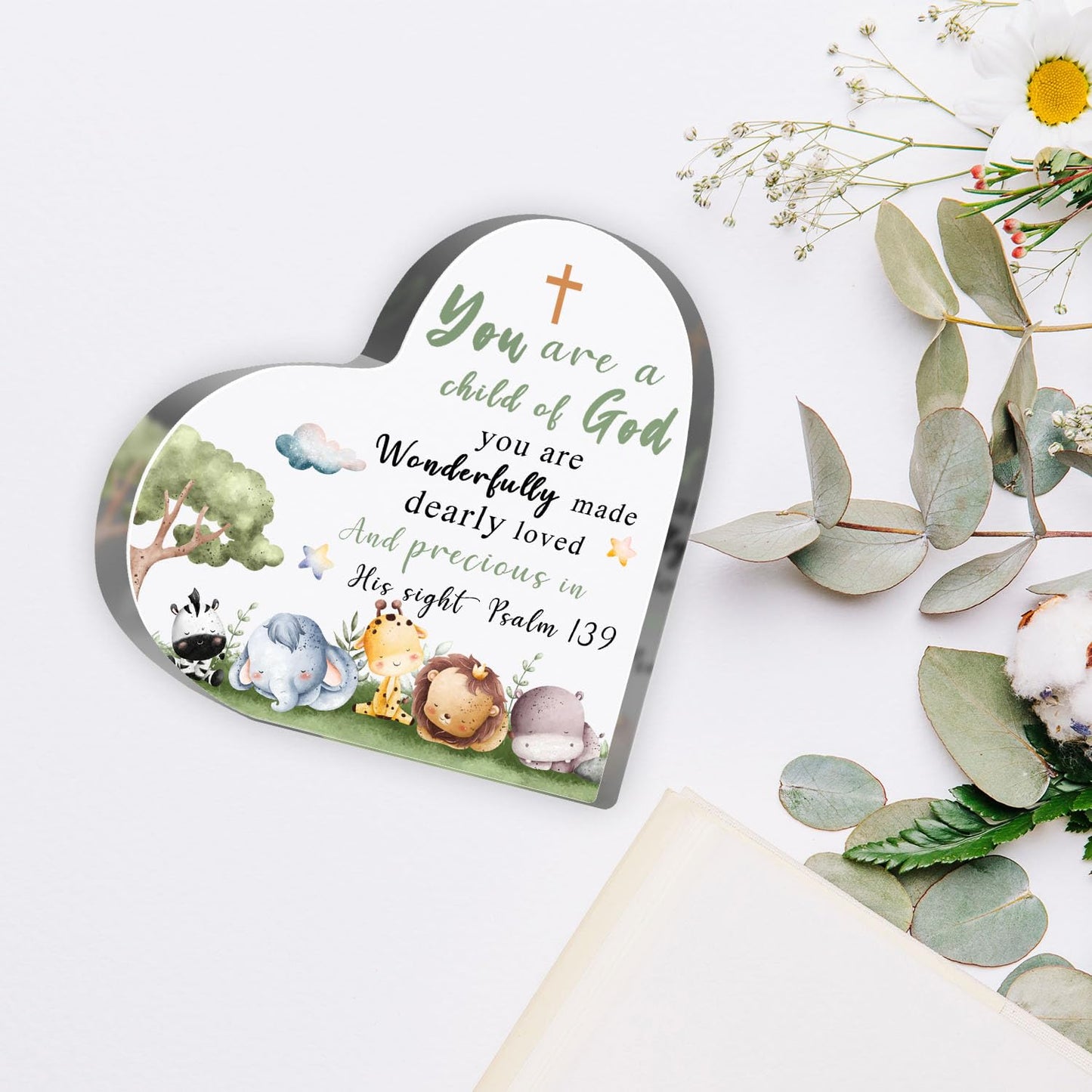 Christian Baptism Gifts for Girls Boys Newborn, Inspirational Godchild Decor for Home, Religious Christening Confirmation Catholic Sign Decorations for Granddaughter Grandson