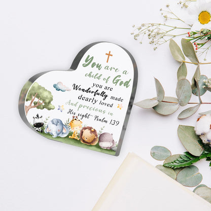 Christian Baptism Gifts for Girls Boys Newborn, Inspirational Godchild Decor for Home, Religious Christening Confirmation Catholic Sign Decorations for Granddaughter Grandson