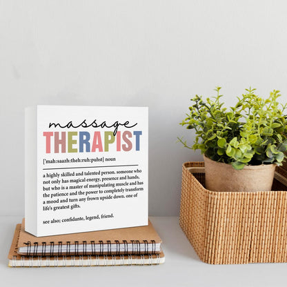 Massage Therapist Gifts Massage Therapist Definition Wooden Box Sign for Massages Room Spa Studio Salon Decor