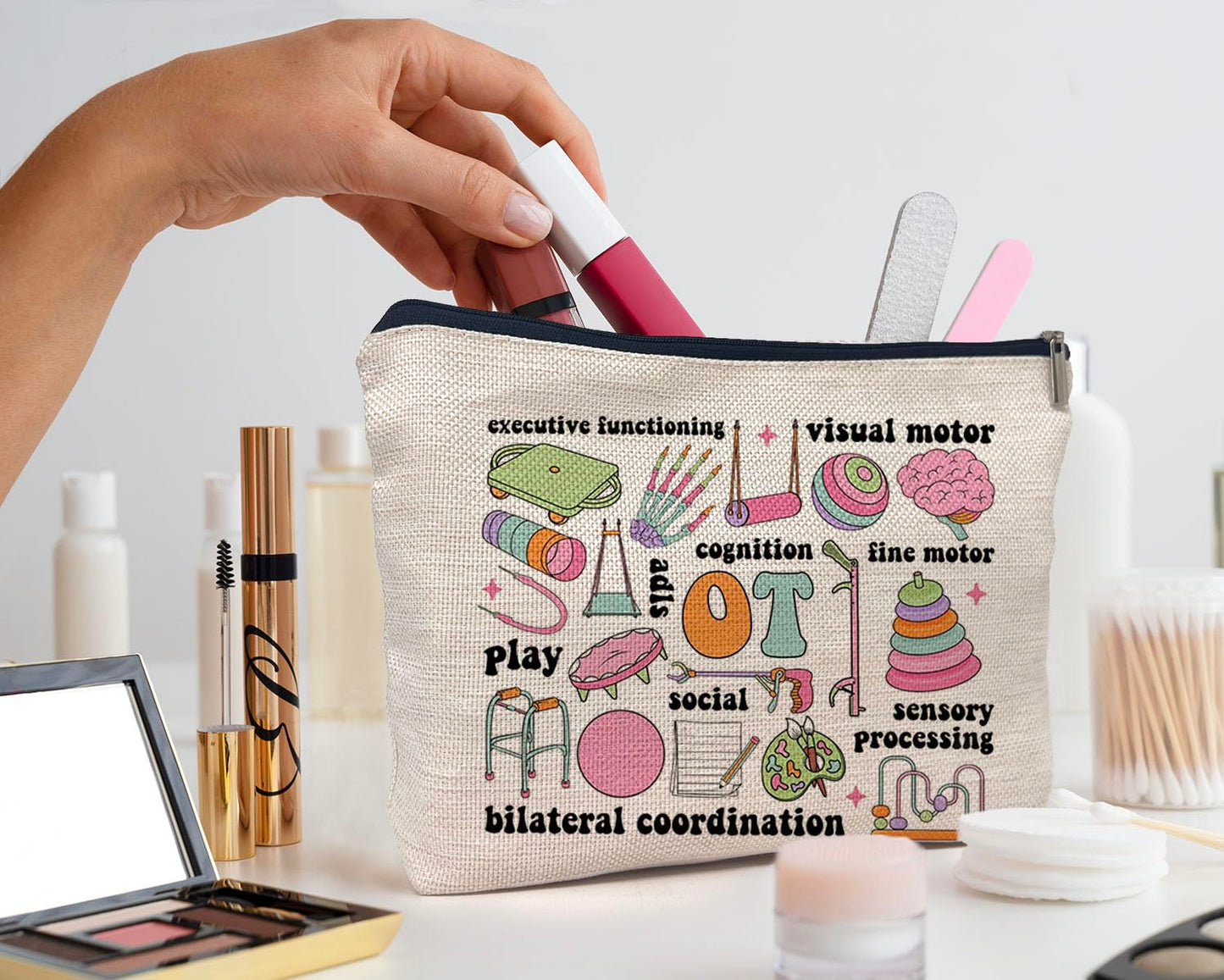 IWXYI Occupational Therapy Gifts,Occupational Therapy Makeup Bag,Occupational Therapist Make up Bag,Therapist Gifts,Ot Gifts,Gifts For Occupational Therapy