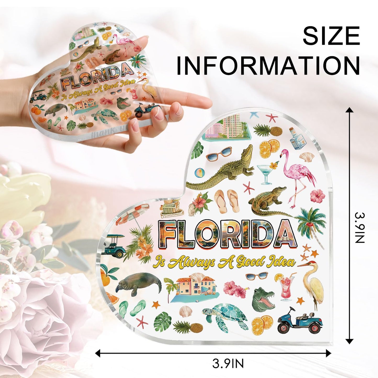 Florida Souvenirs, Florida Themed Gifts 4X4 Inch Acrylic Florida's Plaque Bedroom Dining Room Florida's Theme Decor