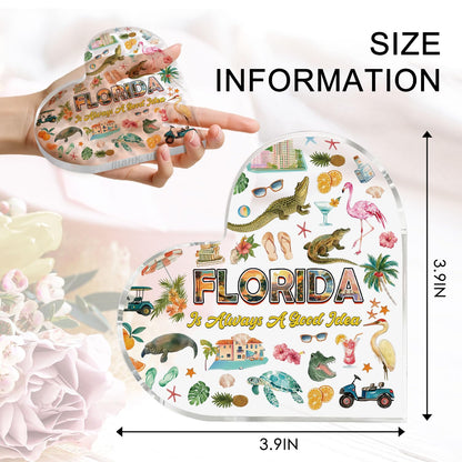 Florida Souvenirs, Florida Themed Gifts 4X4 Inch Acrylic Florida's Plaque Bedroom Dining Room Florida's Theme Decor