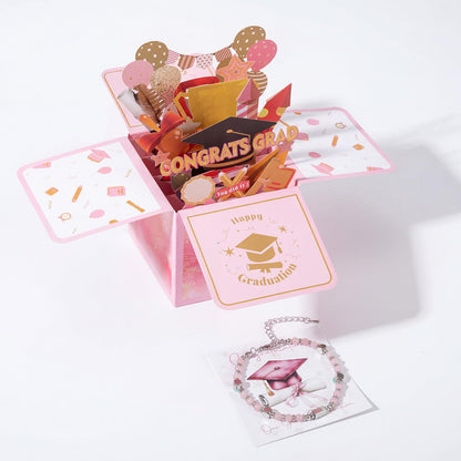Patelai Pink Graduation Gift Basket Set for Her 2026, with Tumbler Blanket Candle Socks Bracelet Eye Mask Card, High School College Masters Degree Graduation Gifts for Friend Daughter Niece