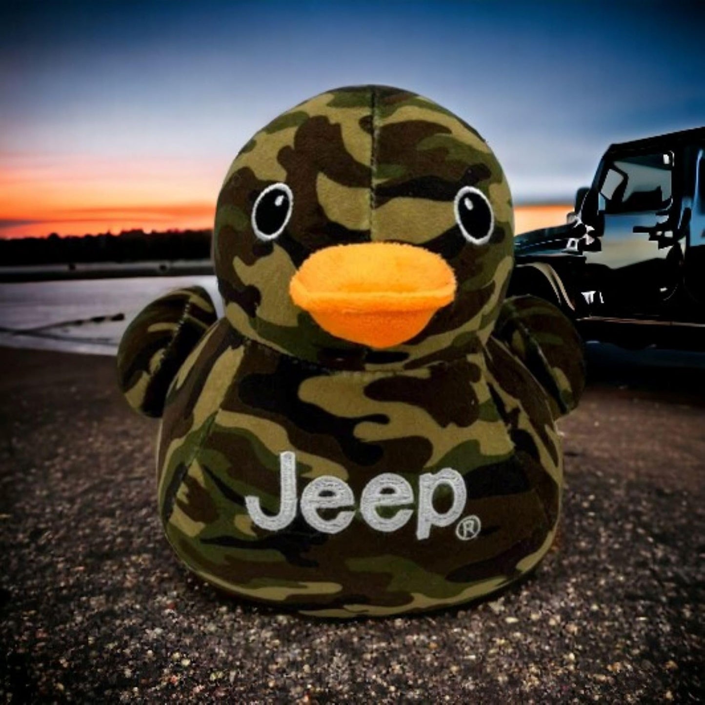 Jeep Text Logo Stuffed Animal Plush Duck - Perfect Enthusiasts | You've Been Ducked (Camo)