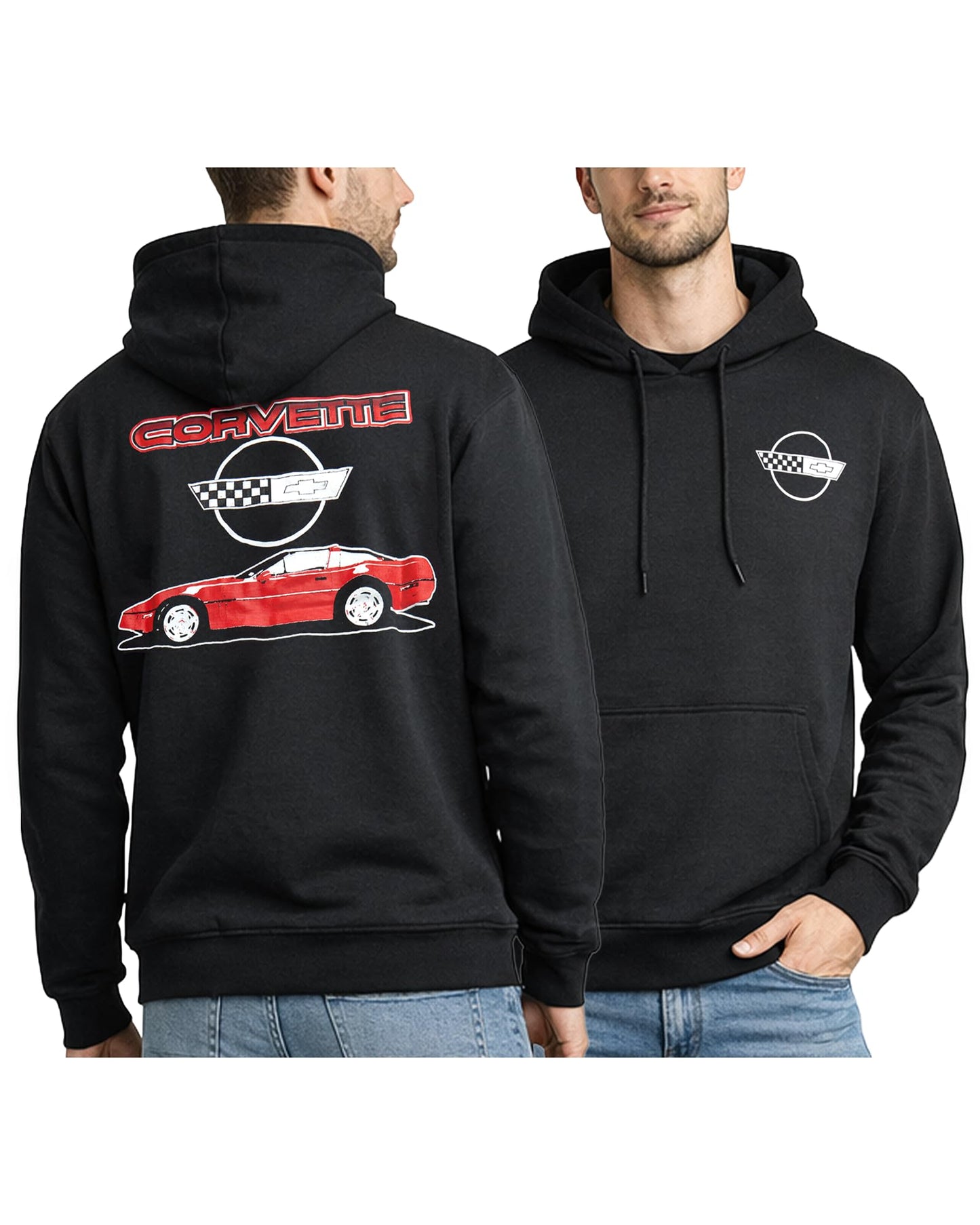 General Motors Chevrolet Corvette Mens Graphic Hoodies - Fleece Pullover Hooded Sweatshirt Cool Streetwear Hoodies (S-XL)