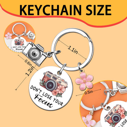 Photographer Gifts for Women Camera Keychain Cool Gifts for Photographers Camera Lovers Unique Birthday Christmas Valentines Day Gift for Her Photography Accessories Don't Lose Your Focus