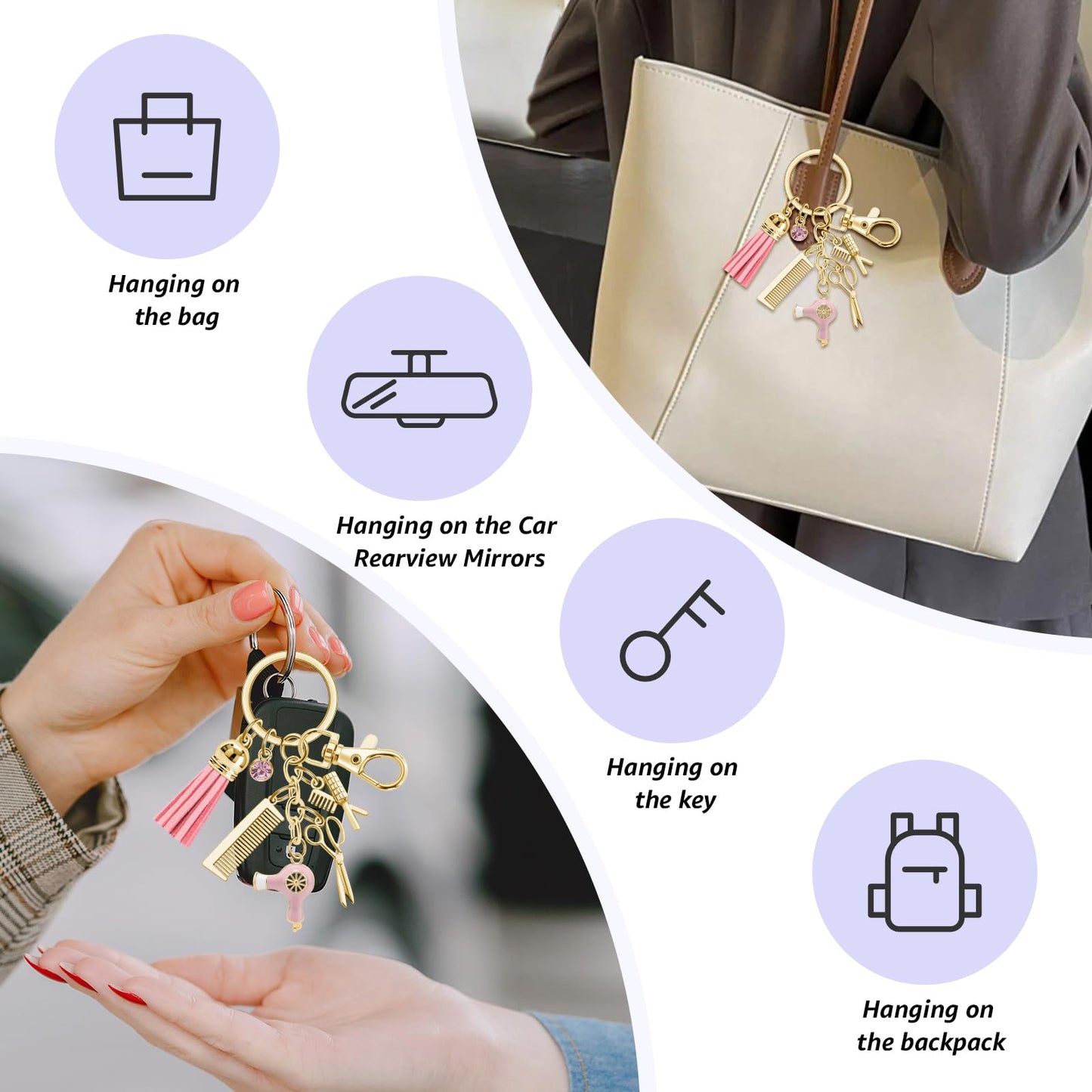 Hair Stylist Gifts Comb Scissors Charm Keychain Cosmetology Hairstylist Gifts Hairdresser Keychain for Women Barber Gift Cosmetology Graduation Gift Christmas Birthday Presents for Hair Dresser
