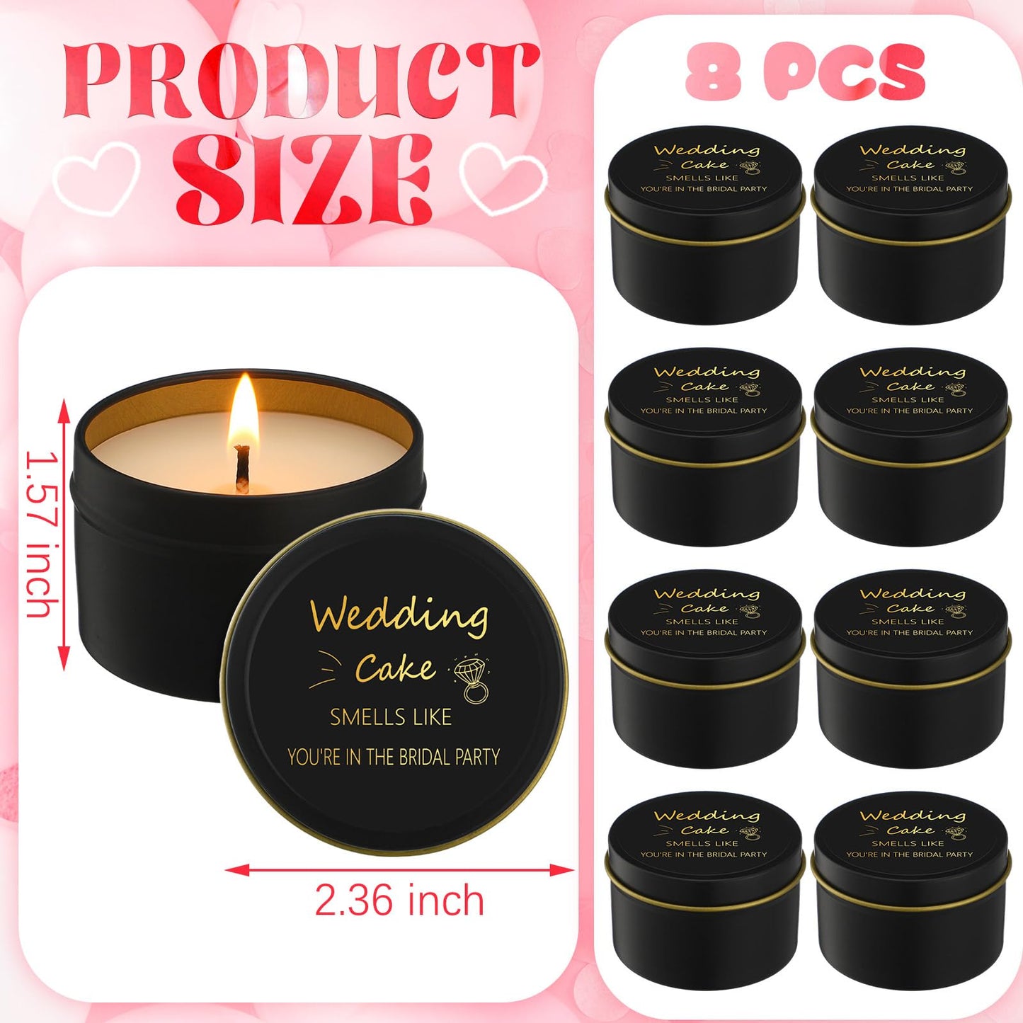 Conelist 8 Pcs Bridesmaid Proposal Gifts Smells Like You're in the Bridal Party Candles Bridesmaid Gifts Natural Soy Wax Candles for Best Friends(Black,Retro)
