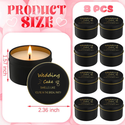 Conelist 8 Pcs Bridesmaid Proposal Gifts Smells Like You're in the Bridal Party Candles Bridesmaid Gifts Natural Soy Wax Candles for Best Friends(Black,Retro)