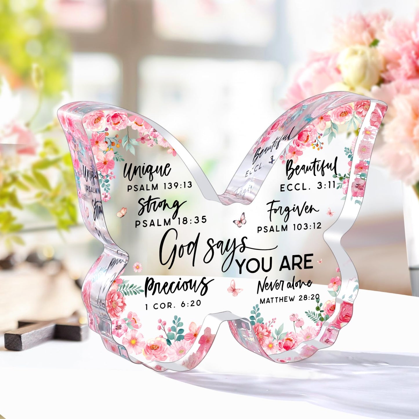 Christian Gifts for Women Friends Birthday Butterfly Inspiration Religious Valentines Gifts for Women Mom Sister Coworker God Says You Are Gift Catholic Encouragement Faith Based Desk Decor Plaque