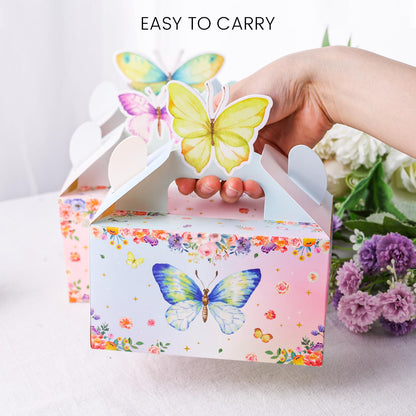 VGOODALL 12PCS Butterfly Party Favor Boxes, Goodie Gable Treat Box Paper Candy Containers for Birthday Baby Shower Wedding Party