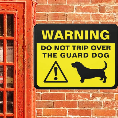 Aluminum Metal Warning Sign Basset Hound Silhouette Funny Guard Dog Indoor & Outdoor Signs for Home, Office