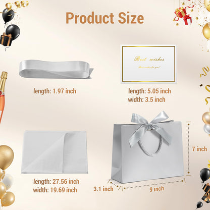 DOYIDE 30 Pack Gift Bags Medium Size with Ribbon and Greeting Cards Tissue Paper, 9"x7"x3.1" Portable Paper Gift Bag with Handles, Thank You Bags for Wedding Birthday Party Mothers Day Bridal Shower