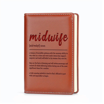 JOHSBYD Midwife Gift Midwife Definition Leather Travel Journal Notebook Midwife Appreciation Gift Thank You Notebook Gynecologist OB Doctor Gift Midwife Life Gift (Midwife Definition)