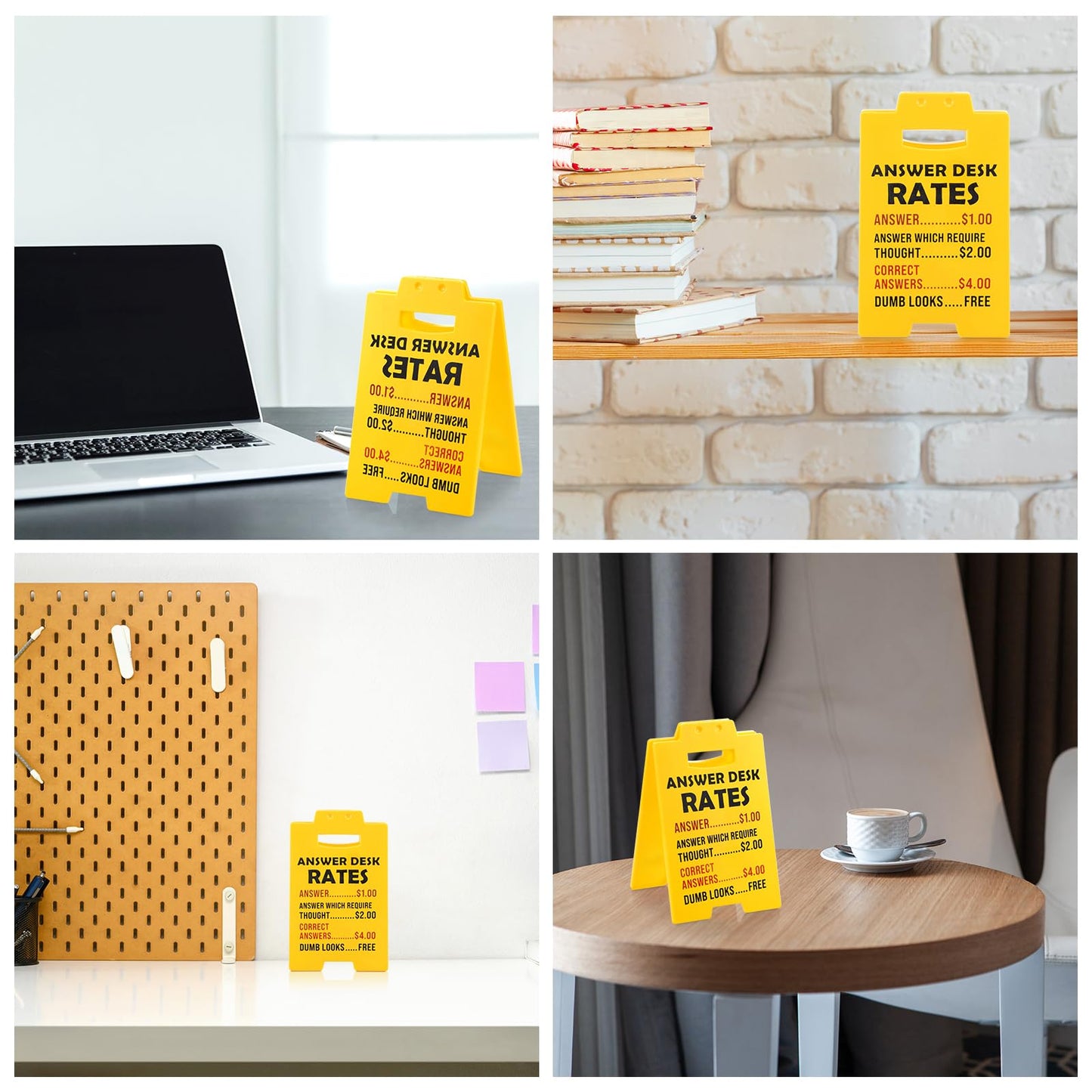 Funny Answer Desk Rates Sign, Team Office Gag Gifts Office Desk Sign Cubicle Decor Cool Work Accessories for Coworker Teammate Employee Boss Manager Supervisor White Elephant Gifts