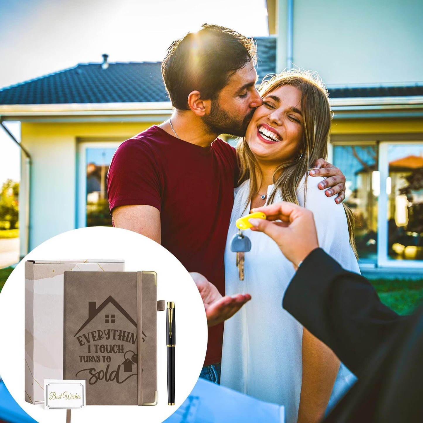 Realtor Gifts Women Men, Everything I Touch Turns to Sold Leather Journal Notebook 200 Pages A5 Lined with Inner Pocket and Pen Closing Gifts Thank You Gift for Real Estate Agent Realtor