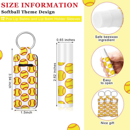 48 Pcs Softball Team Gifts Include 12 Makeup Bags, 12 Hair Scrunchies, 12 Lip Balms, 12 Lip Balm Holders for Softball Players, Girl Sports Team Accessories