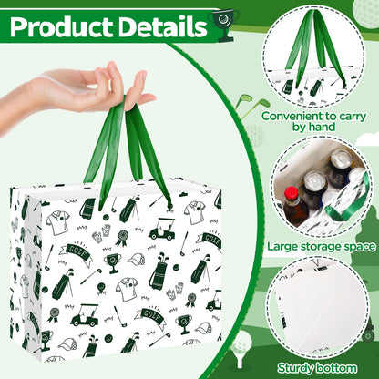 Wayyogh Golf Gift Bag for Boys & Men - Golf Theme Birthday Gift Wrapping Bag with Tissue Paper, Greeting Card, Decorations - Sports Party Favors - Green, 30 x 24 x 13.5cm