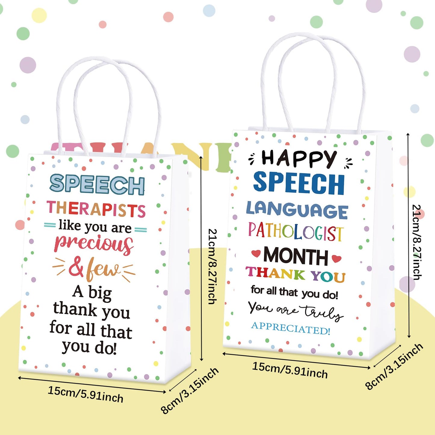 Gilprop 12 Pcs Speech Language Pathologist Gifts Bags SLP Month Thank You Gifts Bulk Speech Therapist Appreciation Treat Bags Double Side Coworker Therapist Party Favors Supplies SLP Decorations