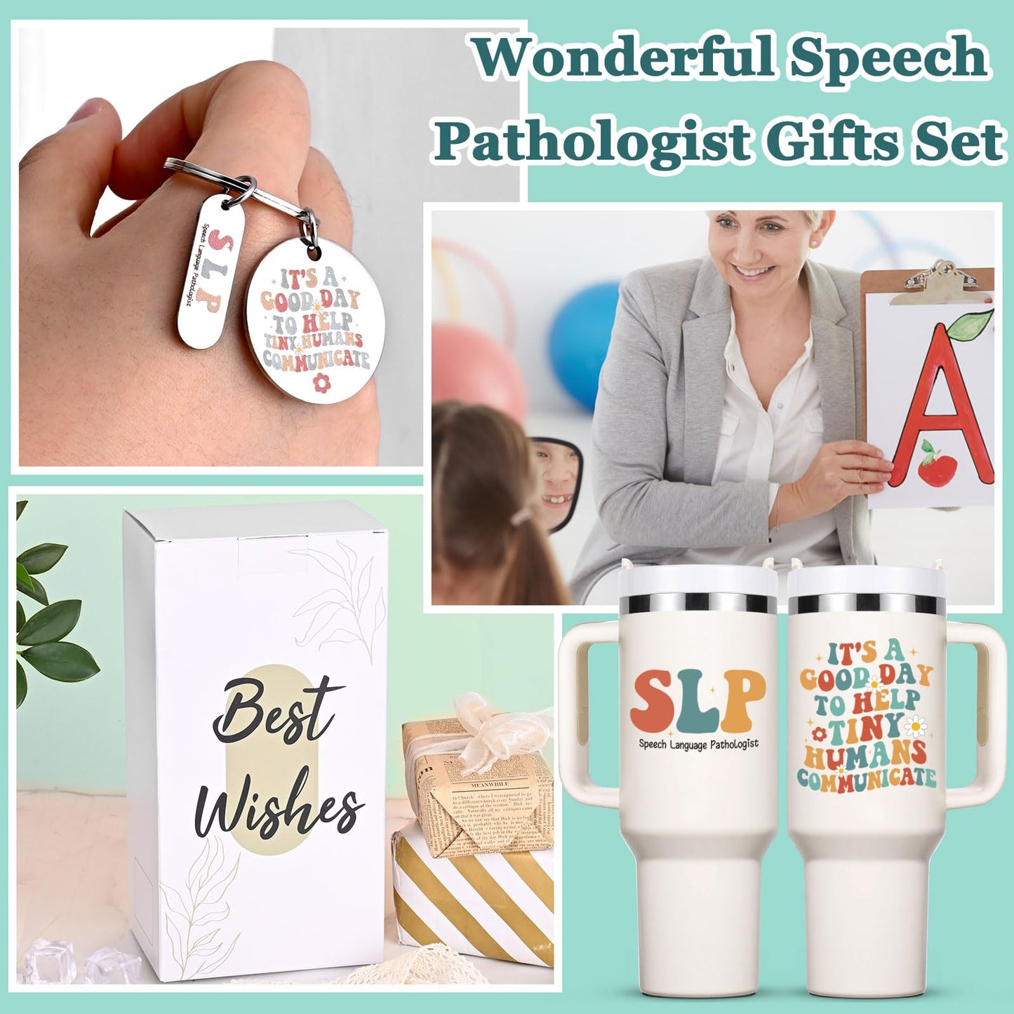 Lifecapido Speech Pathologist Gifts, SLP 40oz Tumbler with Keychain, Birthday Christmas Speech Therapy SLP Gifts for Speech Language Pathologist, Creamy