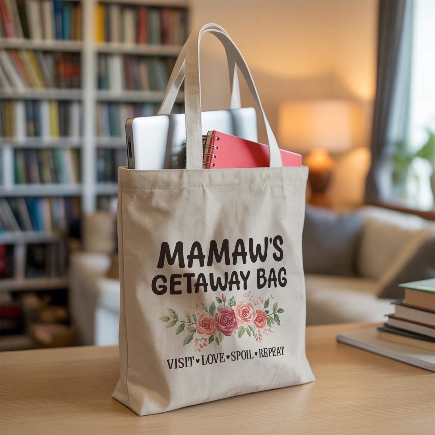 Aesthetic Inspirational Gift Tote Bag, Gifts for Grandma Mom Friend Canvas Bag with Inner Pocket