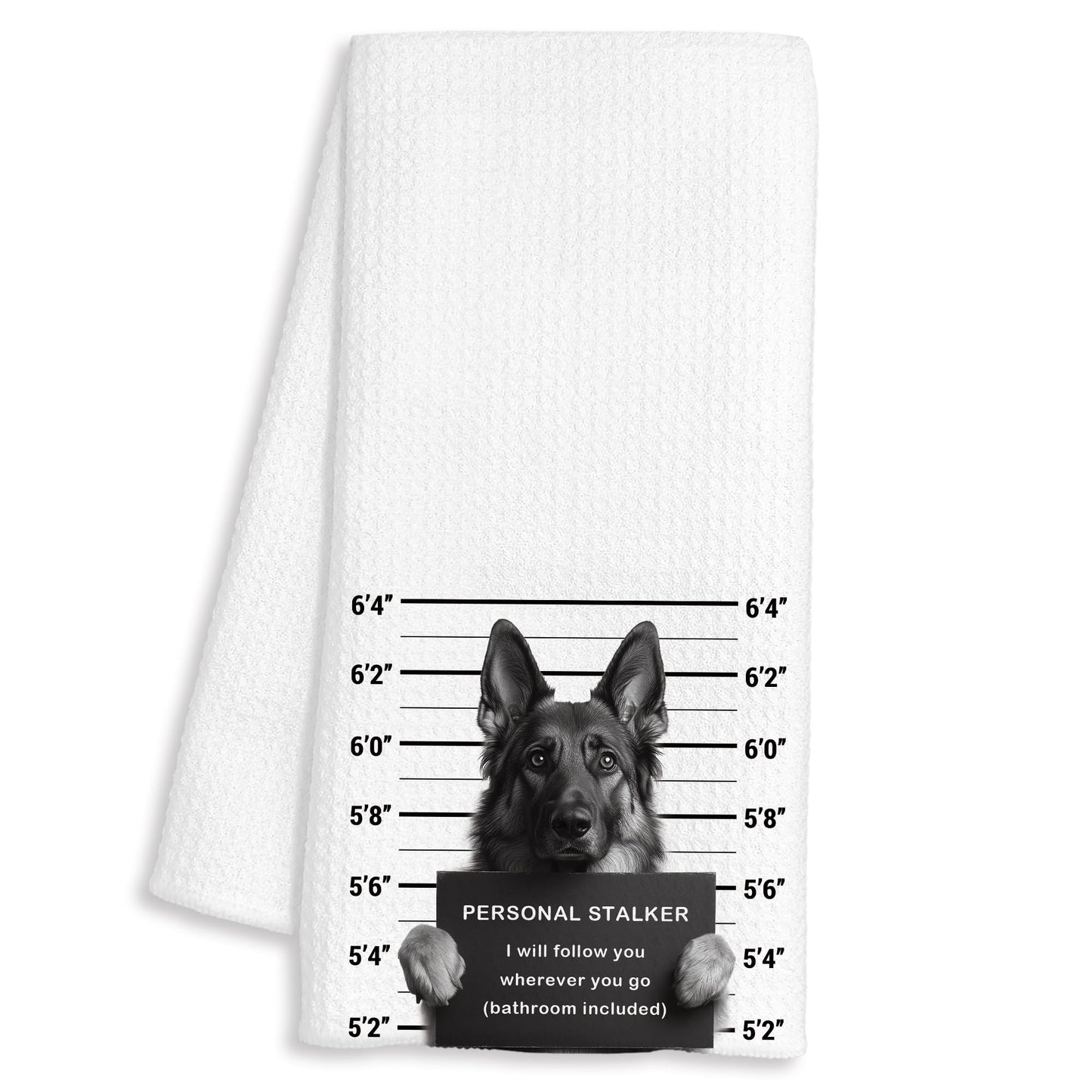 Funny German Shepherd Kitchen Towels, German Shepherd Gifts for Women Men, Black and White Dog Mugshot Decorative Dish Hand Tea Towels for Bathroom Kitchen, 16x24 Inch