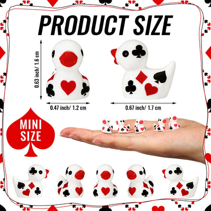 Soulchen 50 Pcs Mini Casino Resin Ducks Bulk Tiny Poker Ducks Casino Party Gifts Little Small Animals Miniature Figurines Charms Poker Chip Ornament for DIY Cake Decor Theme Birthday Party Gift