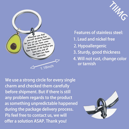 TIIMG Avocado Inspirational Quote Key rings Avoacdo Lover Jewelry Avocado Fruit Gift