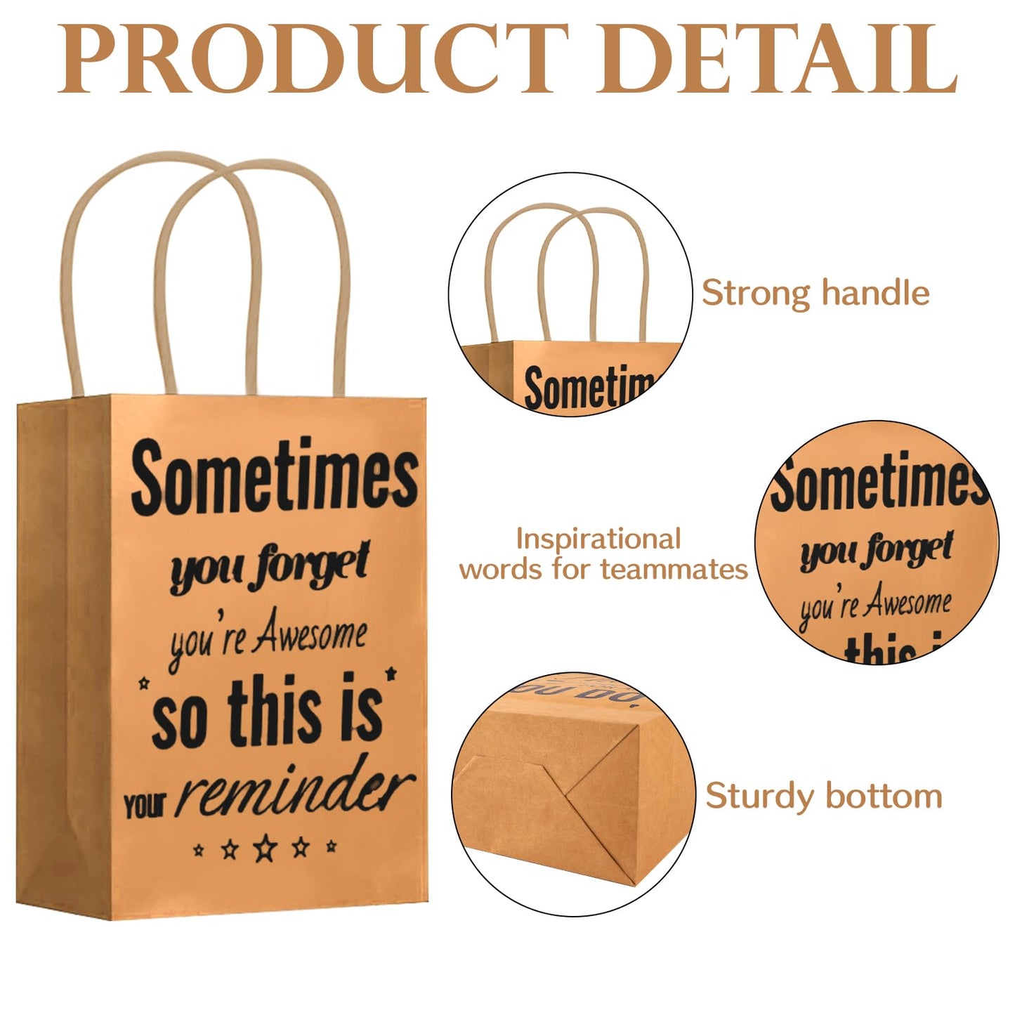 Addblu 30 Pack Employee Appreciation Thank You Gift Bags Bulk with Handles, 8 x 5.9 x 3 Inches for Coworker Staff, Team Gifts, Pastor Day , Customer Service, Teachers , Volunteer, Vet Tech , Nursing , Easter, Holidays(Kraft Paper, 30 Pcs)