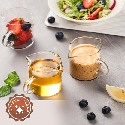 Espresso Cups Set of 2 - 4 Oz Espresso Shot Glass with Handle Double Spout Cups Clear Glass Milk Cup Espresso Accessories Great for Making Coffee Desserts Salad Dressings