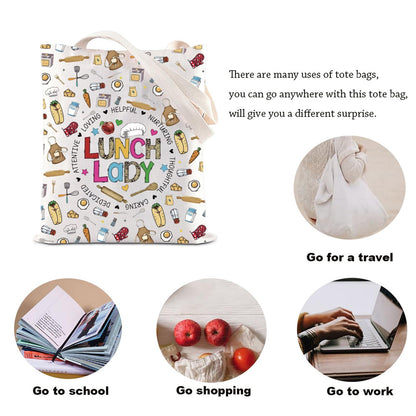 KUIYAI Lunch Lady Appreciation Tote Bag Cafeteria Crew Gift Lunch Squad Gift School Lunch Stuff Gift Cafeteria Lady Shoulder Bag