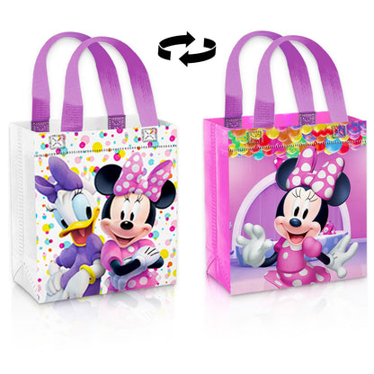 Disney Minnie Mouse Party Favor Bags Set – 24 Pack of 8" Minnie Mouse Party Goodie Bags for Kids Bulk Reusable Totes | Minnie Birthday Party Supplies
