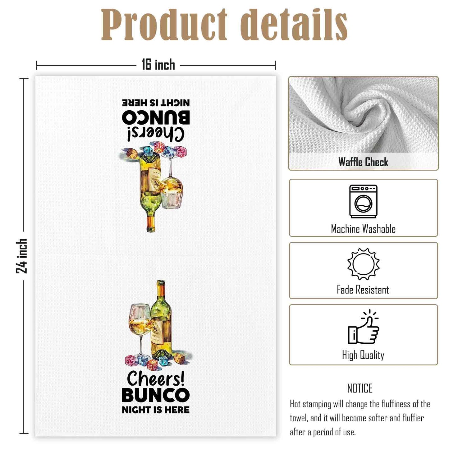 Bunco Gifts Kitchen Towel, Bar Cart Decor, Funny Bar Cart Bartender Wine Hand Towel for Bathroom Kitchen, Wine Bunco Gifts for Women
