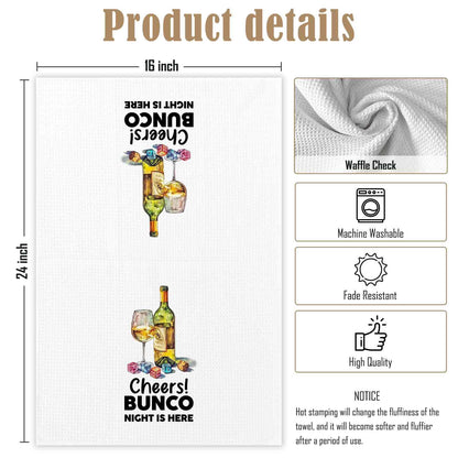 Bunco Gifts Kitchen Towel, Bar Cart Decor, Funny Bar Cart Bartender Wine Hand Towel for Bathroom Kitchen, Wine Bunco Gifts for Women