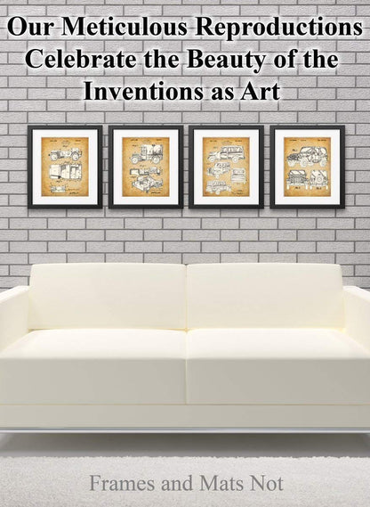 Original Jeep Patent Art Prints - Jeep Gifts for Men Set of Four Photos (8x10) Unframed - Great Man Cave Decor and Gift Under $20 for Jeep Enthusiasts