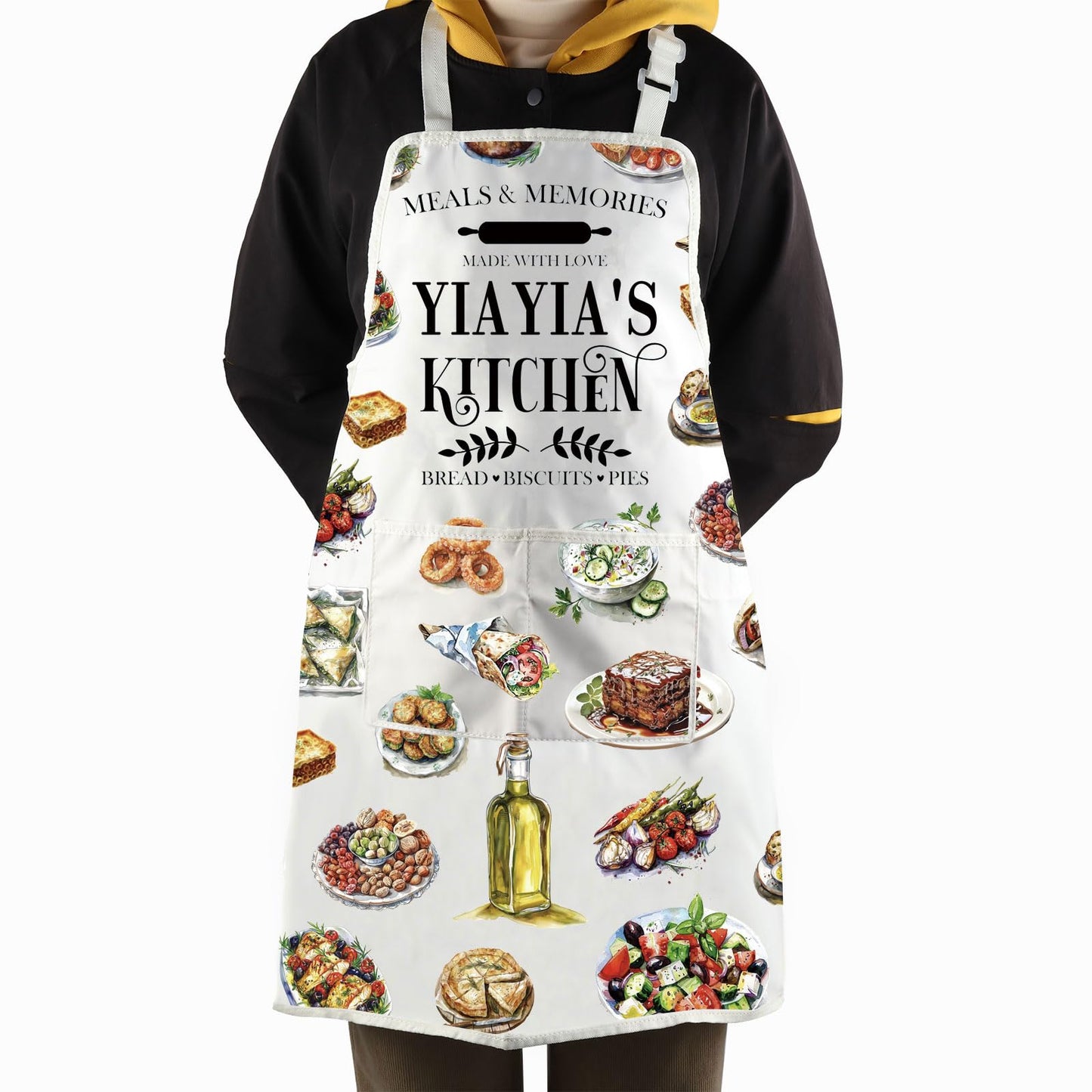 WCGXKO YIAYIA'S Kitchen Apron Yiayia Typography Gift Greek Yiayia Gift Best Yiayia Ever Gift for Grandma