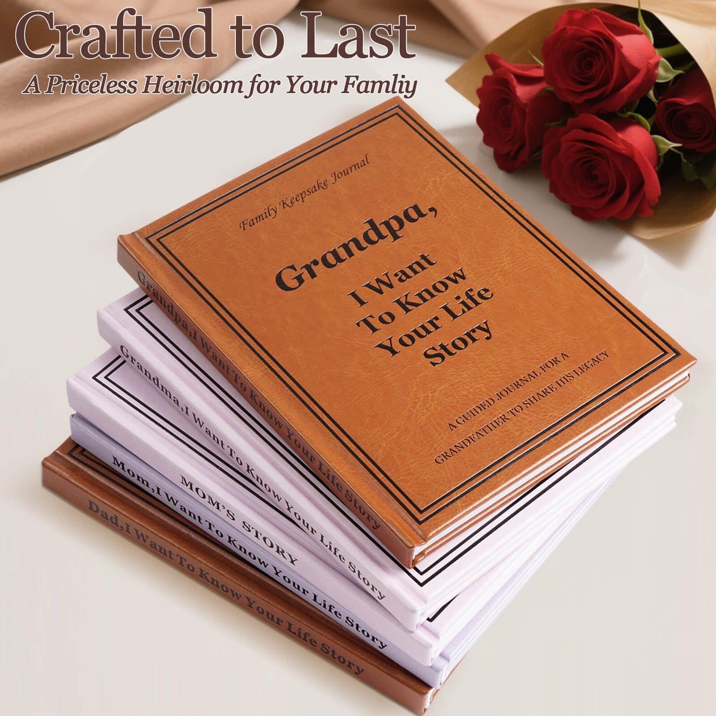 Grandpa I Want to Hear Your Life Story Journal, Leather Hardcover Book with 250+ Prompt Questions for Grandfather to Share His Love and Memories, Gifts for Grandpa Birthday Father's Day Christmas