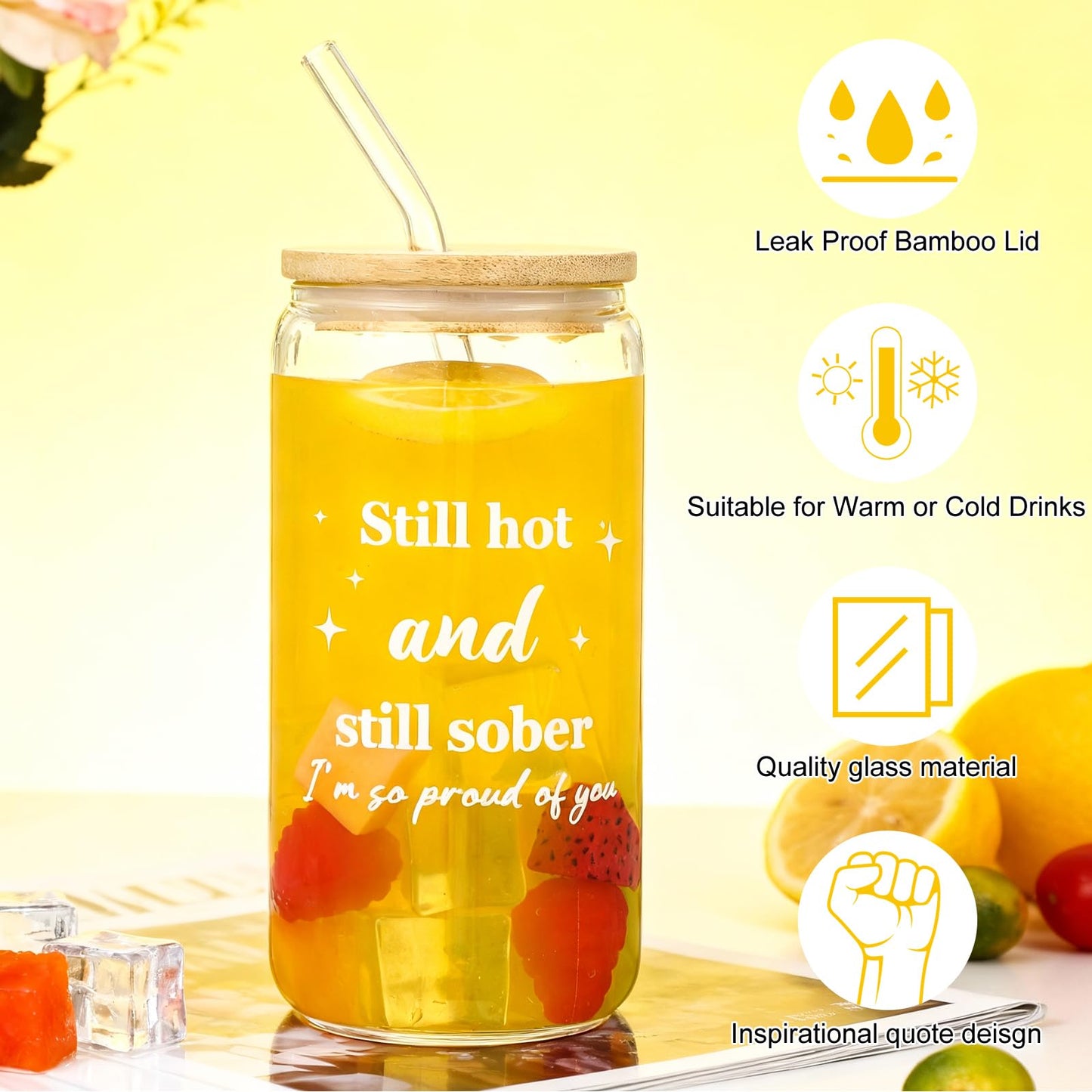 Potchen 7 Pcs Sobriety Gifts Set for Women Men Your Sobriety Is a Big Deal Plaque Sign Sober Glass Tumbler Leather Journal Notebook Pens Coin PVC Bag, Recovery Presents(Sage Green)