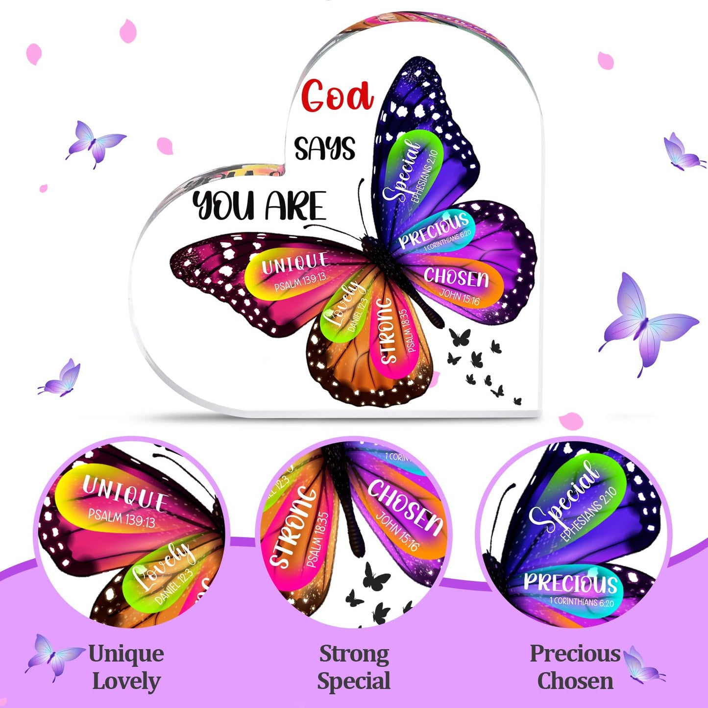 Christian Gifts for Women Mothers Day Gifts for Mom - Butterfly Inspirational Religious Gifts for Mom Wife Sister Friends Coworker Female Mothers Day Birthday Anniversary Present Home Art Decor Signs