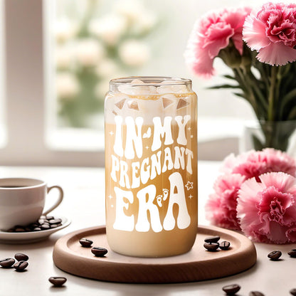 Fairy's Gift Pregnant Women Iced Coffee Cup, Cute Pregnant Mom Gifts, New Mama 16 oz Coffee Glass Cup, 1st Mothers Day, Congratulations Pregnancy Gifts for Expecting Mom First Time Mommy, Mommy to Be