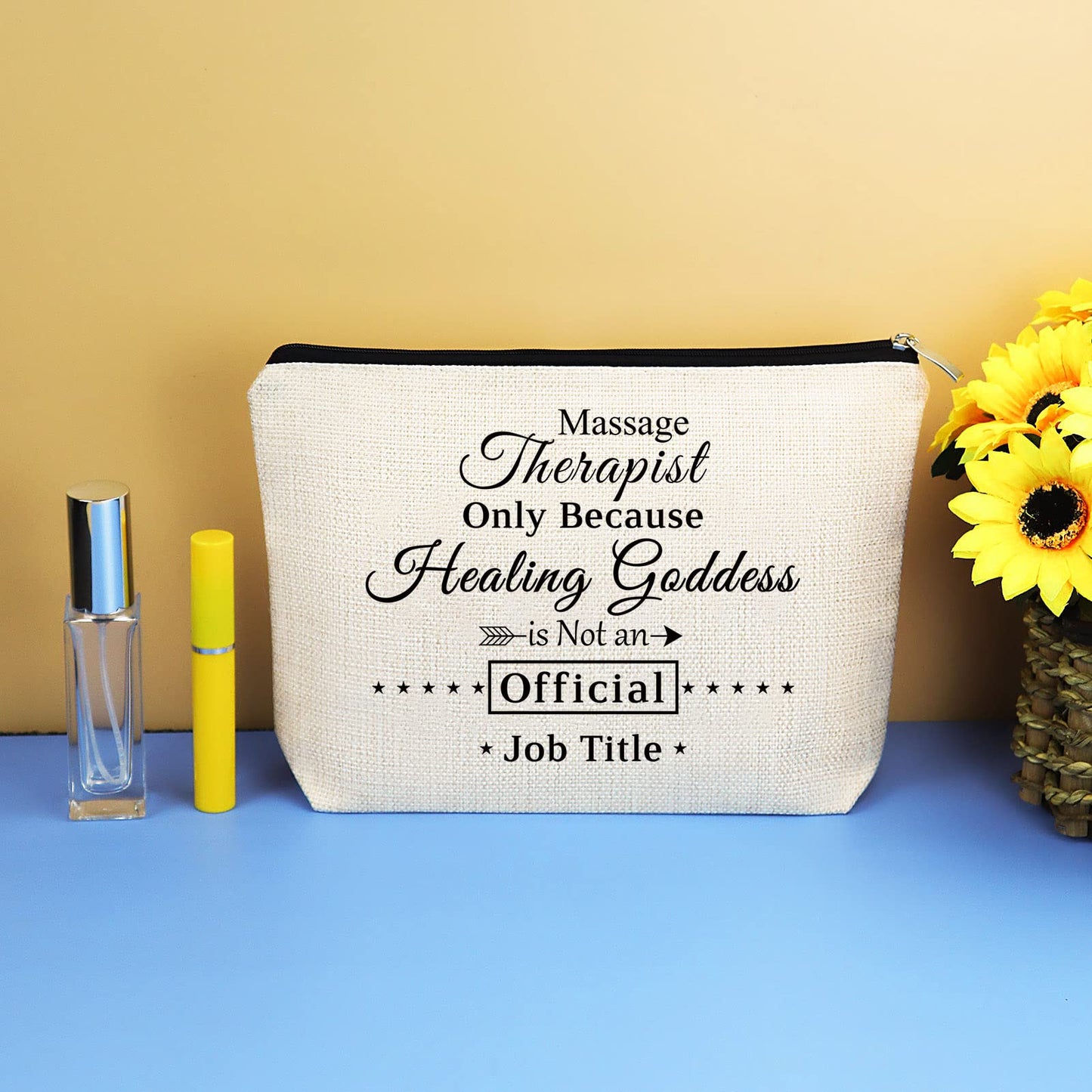 Massage Therapist Gift Makeup Bag Appreciation Thank You Gift for Massage Therapy Therapist Chiropractor Graduation Christmas Birthday Present Cosmetic Bag Travel Toiletries Pouch Make Up Case