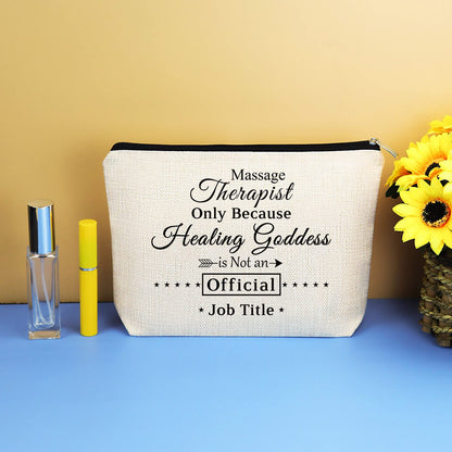 Massage Therapist Gift Makeup Bag Appreciation Thank You Gift for Massage Therapy Therapist Chiropractor Graduation Christmas Birthday Present Cosmetic Bag Travel Toiletries Pouch Make Up Case